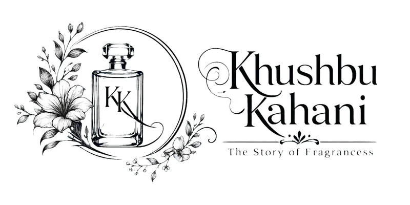 Khushbu Kahani luxury perfume logo Pakistan - KK monogram with floral design