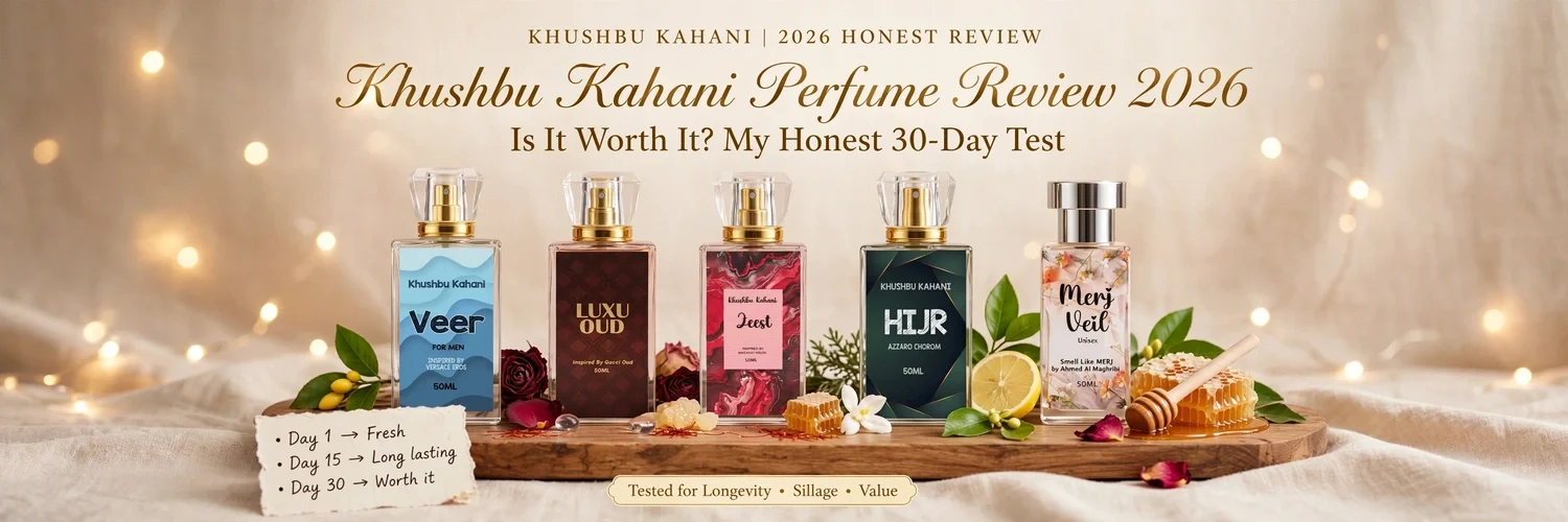 Khushbu Kahani Perfume Review 2026 honest 30 day test featuring Veer, Luxu Oud, Zeest, Hijr and Merj Veil - Is it worth it? Longevity sillage test